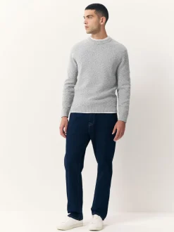 Grey Regular Fit Textured Crew Neck Knitted Jumper