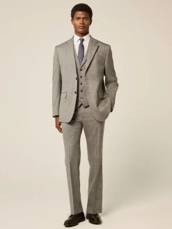 Grey Regular Fit Trimmed Textured Suit Waistcoat