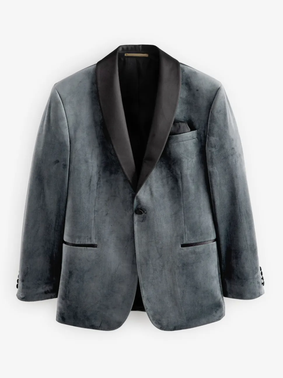 Grey Regular Fit Velvet Blazer