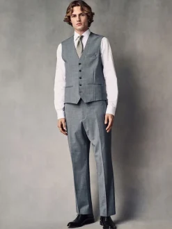 Grey Regular Fit Wool Blend Motionflex Waistcoat
