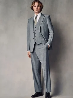 Grey Regular Fit Wool Blend Motionflex Waistcoat
