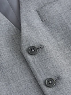 Grey Regular Fit Wool Blend Motionflex Waistcoat