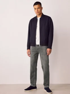 Grey Regular Tapered Fit Authentic Stretch Denim Jeans