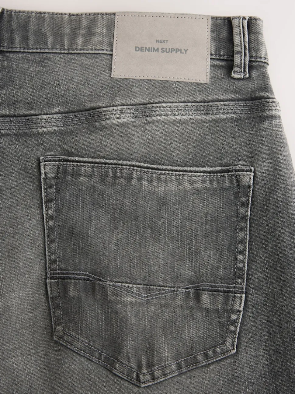 Grey Regular Tapered Fit Authentic Stretch Denim Jeans