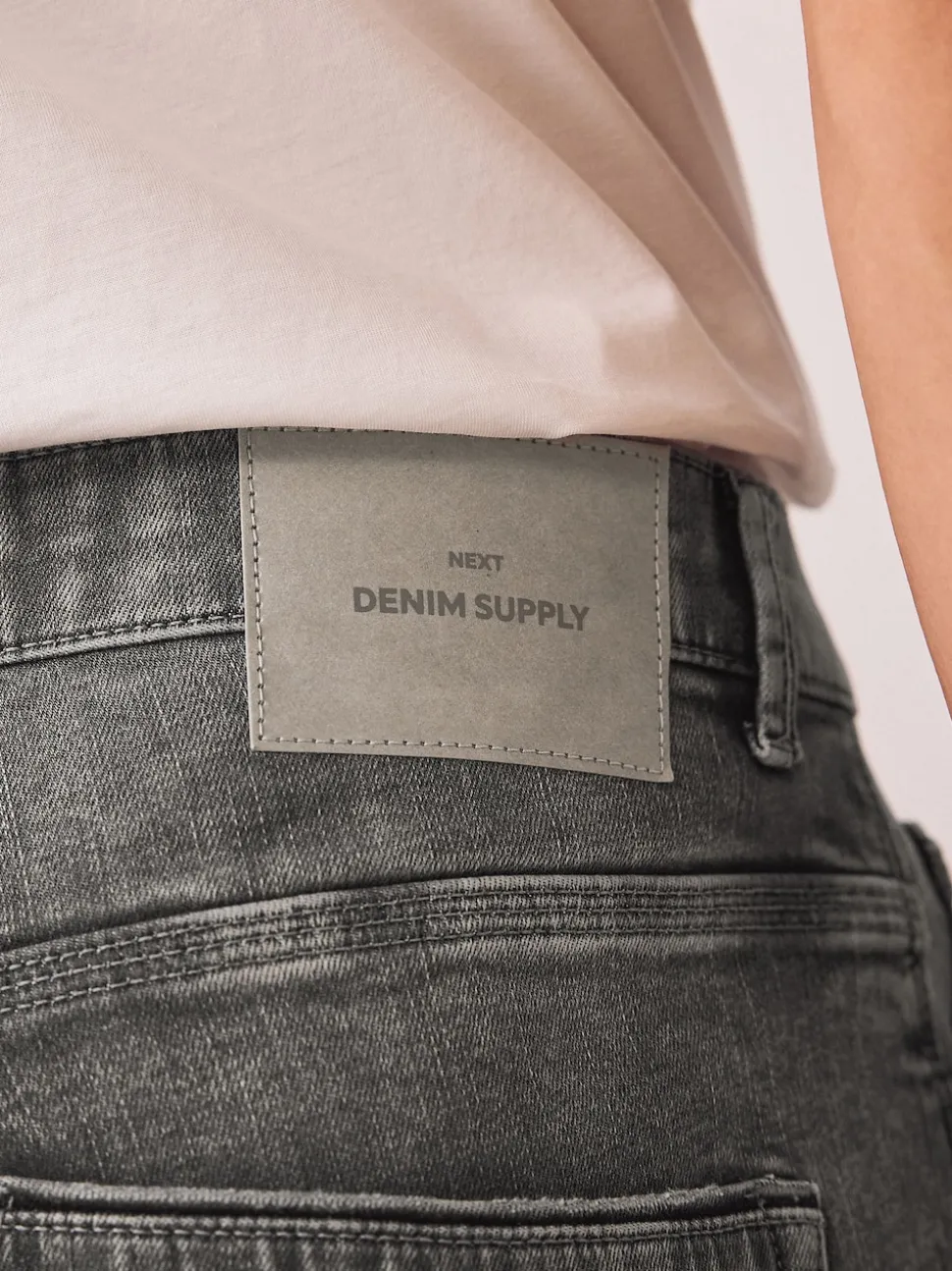 Grey Regular Tapered Fit Authentic Stretch Denim Jeans