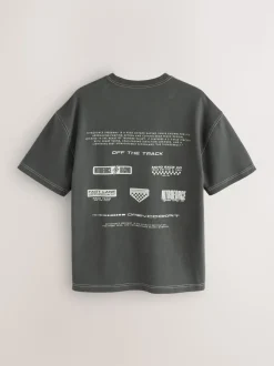 Grey Relaxed Fit Graphic Print Heavy Weight T-Shirt