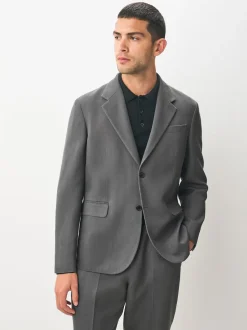 Grey Relaxed Fit Lyocell Suit Jacket