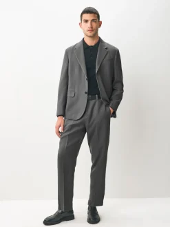 Grey Relaxed Fit Lyocell Suit Jacket