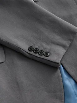 Grey Relaxed Fit Lyocell Suit Jacket