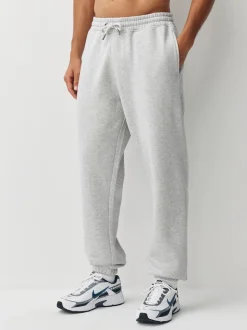 Grey Relaxed Fit Slim Fit Brushback Heavyweight Joggers