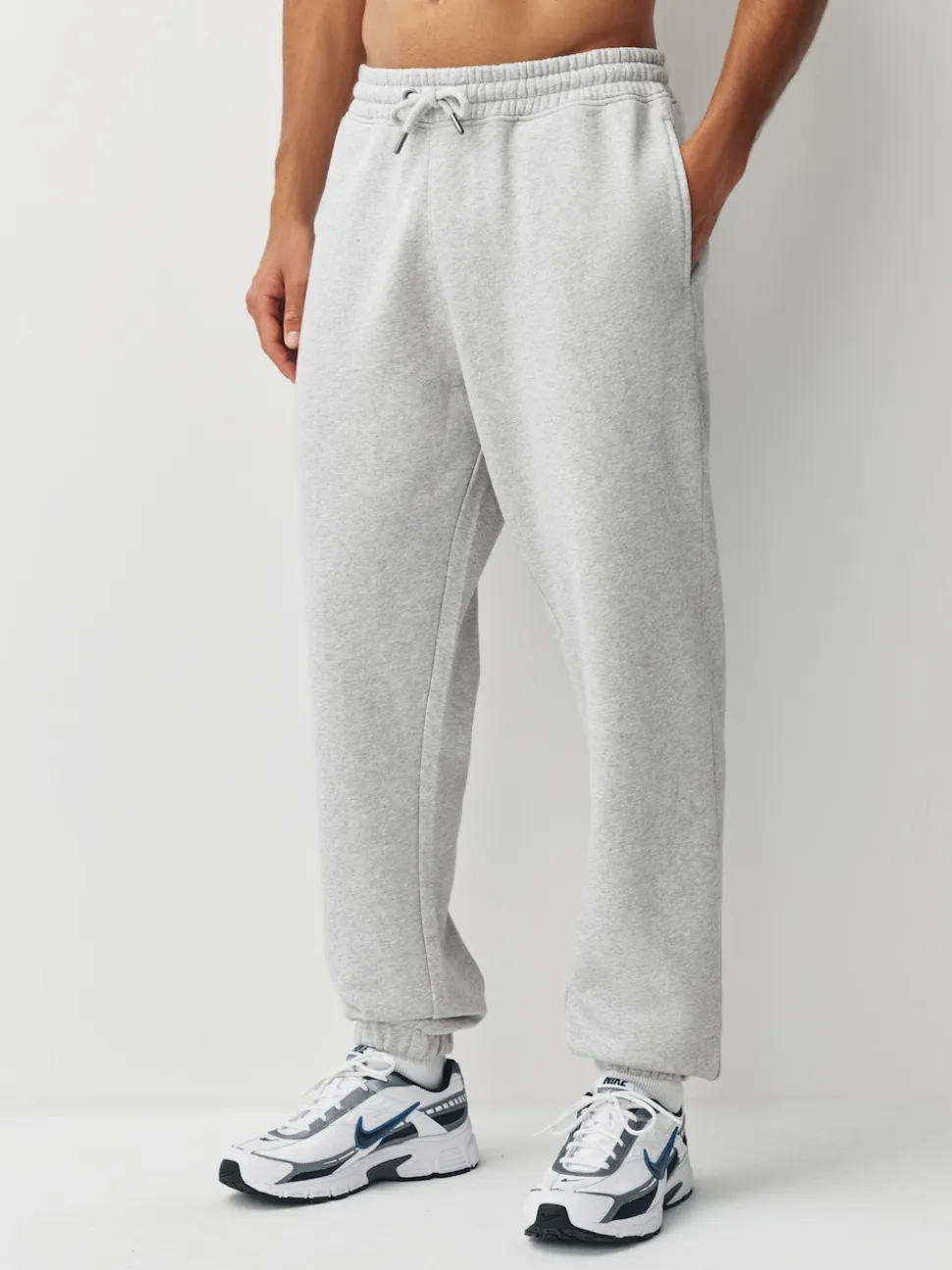 Grey Relaxed Fit Slim Fit Brushback Heavyweight Joggers