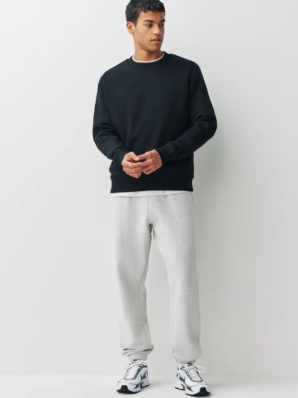 Grey Relaxed Fit Slim Fit Brushback Heavyweight Joggers