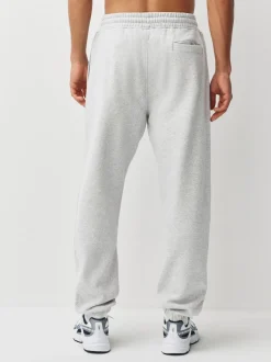 Grey Relaxed Fit Slim Fit Brushback Heavyweight Joggers