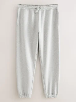 Grey Relaxed Fit Slim Fit Brushback Heavyweight Joggers