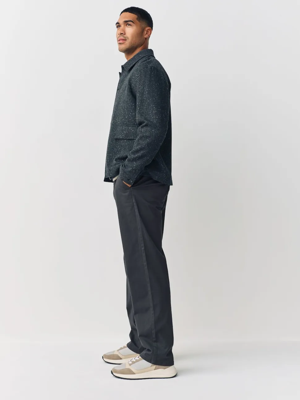 Grey Relaxed Fit Stretch Chinos Trousers