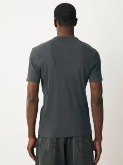 Grey Ribbed Short Sleeve Crew T-Shirt