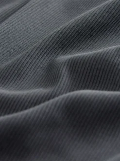 Grey Ribbed Short Sleeve Crew T-Shirt