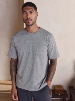 Grey Short Sleeve Cuffed Jersey Pyjamas Set