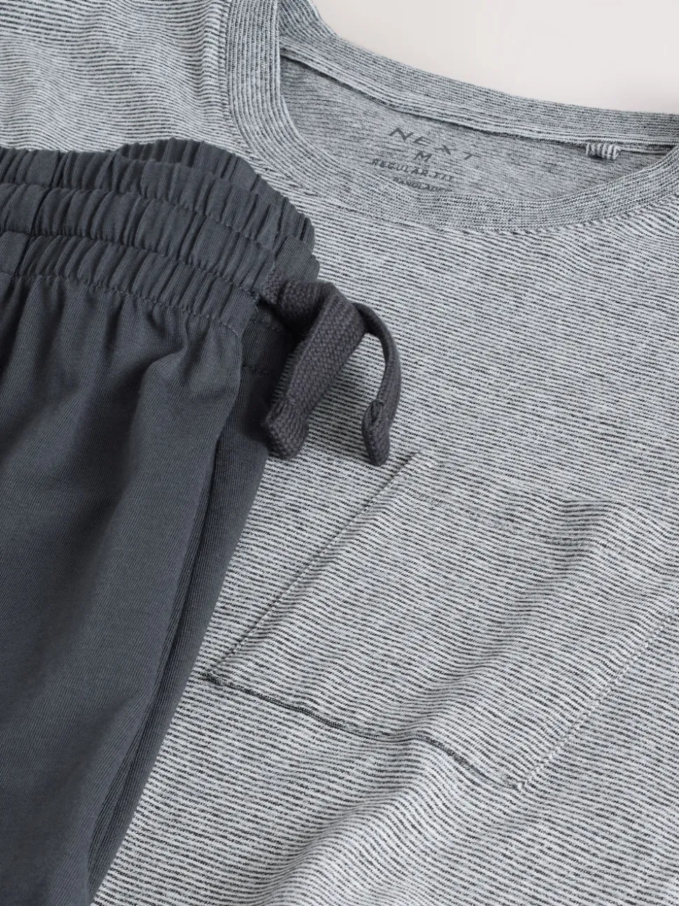 Grey Short Sleeve Cuffed Jersey Pyjamas Set
