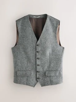 Grey Signature Abraham Moon 100% British Wool Donegal Suit Waistcoat