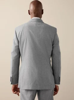 Grey Signature Cerruti Wool Puppytooth Double Breasted Suit Jacket