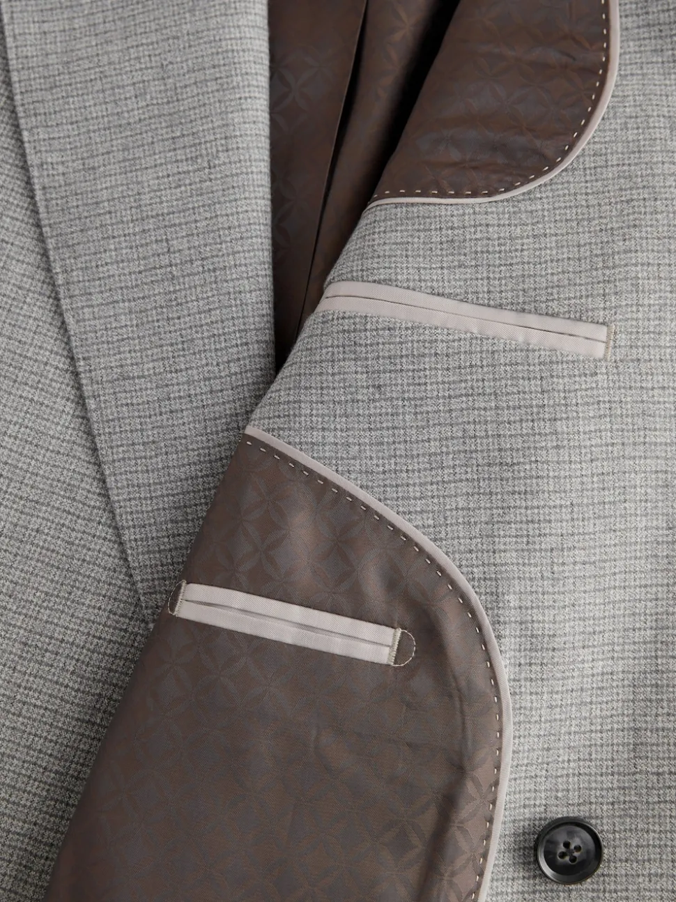 Grey Signature Cerruti Wool Puppytooth Double Breasted Suit Jacket