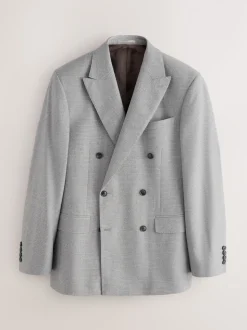Grey Signature Cerruti Wool Puppytooth Double Breasted Suit Jacket