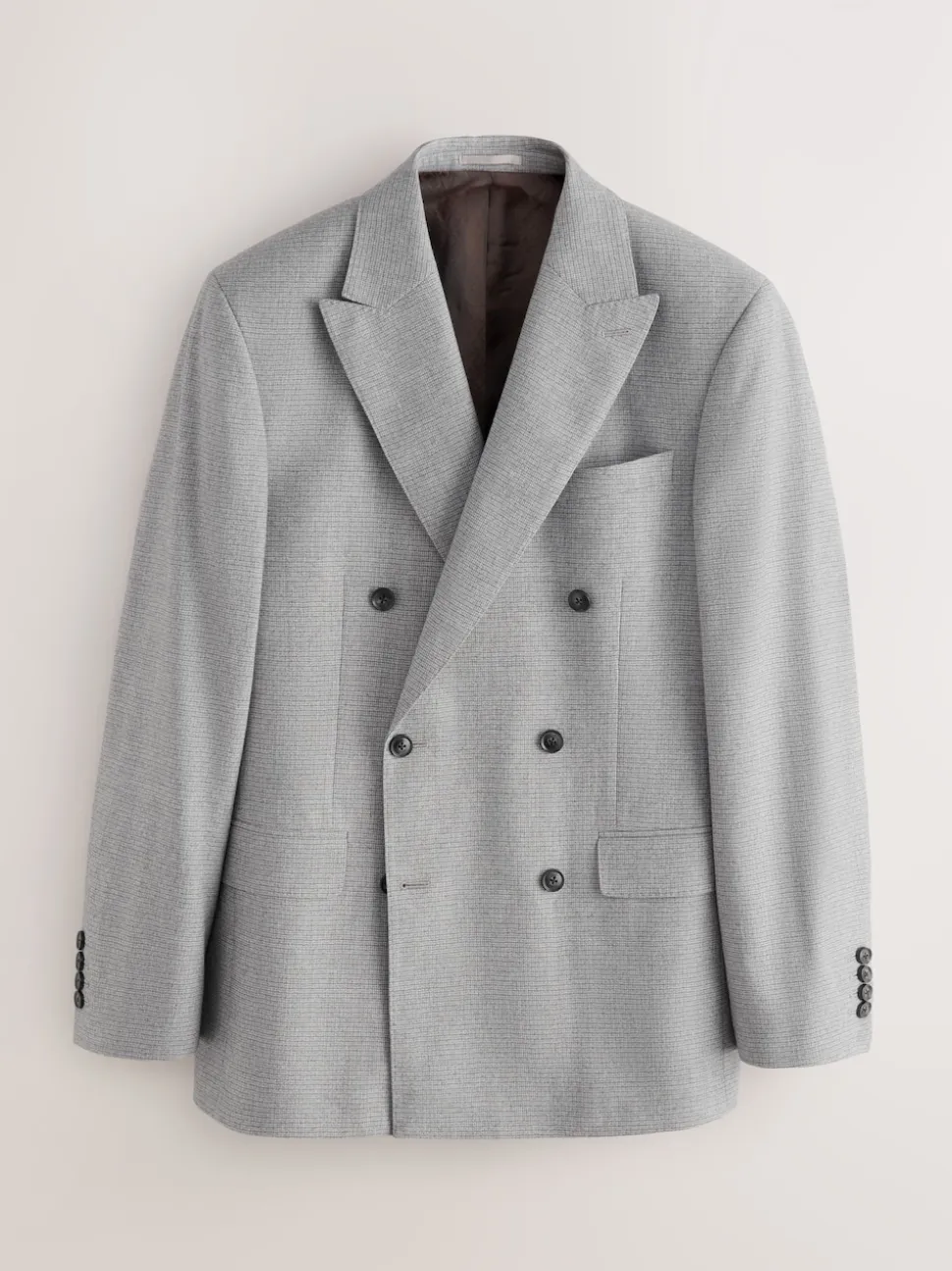 Grey Signature Cerruti Wool Puppytooth Double Breasted Suit Jacket
