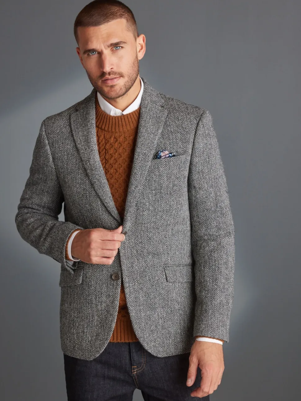 Grey Signature Harris Tweed British Wool Blazer