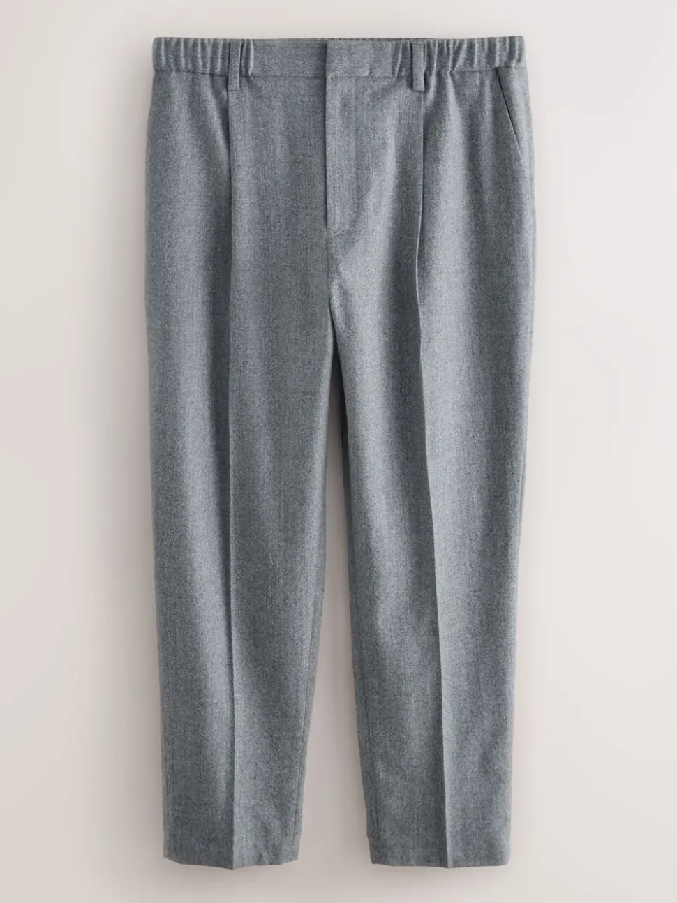 Grey Signature Regular Tapered 100% REDA Marino Wool Smart Trousers With Elasticated Back