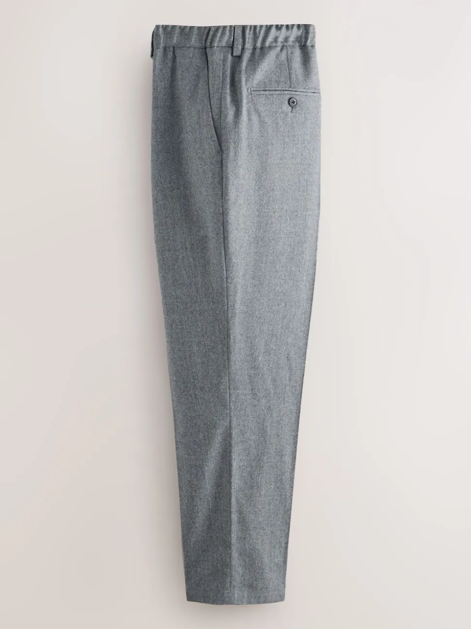 Grey Signature Regular Tapered 100% REDA Marino Wool Smart Trousers With Elasticated Back