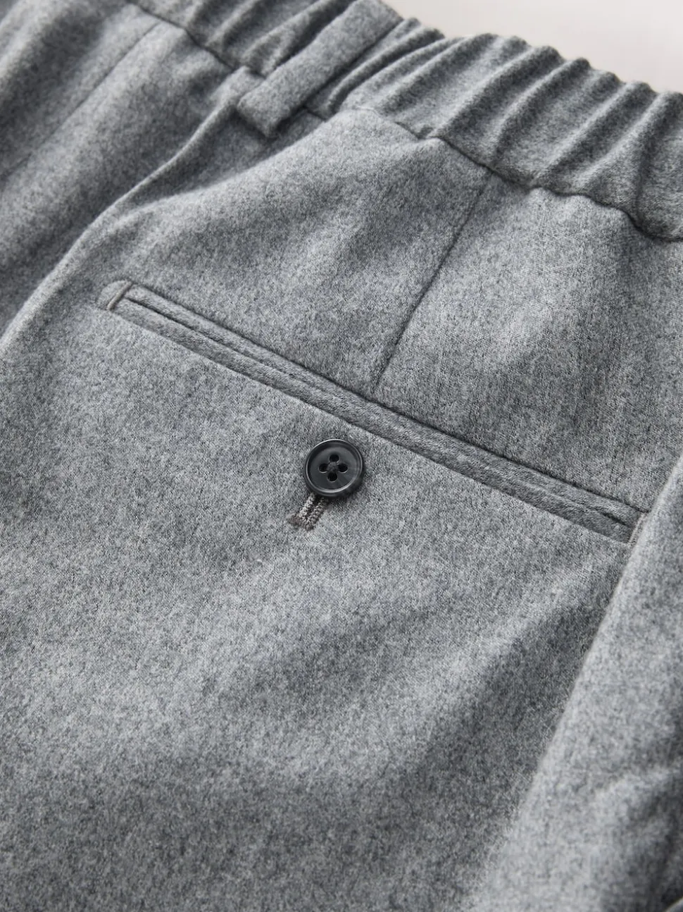 Grey Signature Regular Tapered 100% REDA Marino Wool Smart Trousers With Elasticated Back