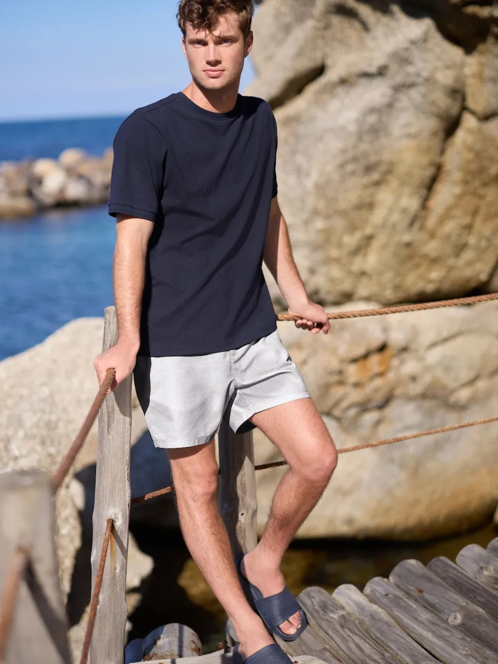 Grey Signature Tailored Waistband Swim Shorts