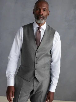 Grey Signature Zignone Italian Wool Cashmere Blend Flannel Suit Waistcoat