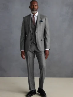 Grey Signature Zignone Italian Wool Cashmere Blend Flannel Suit Waistcoat
