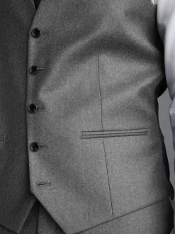 Grey Signature Zignone Italian Wool Cashmere Blend Flannel Suit Waistcoat