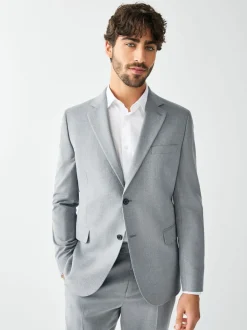 Grey Skinny Fit Textured Suit Jacket