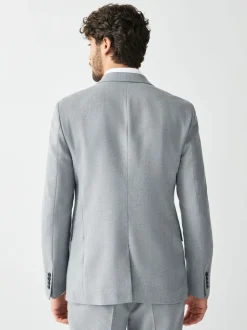 Grey Skinny Fit Textured Suit Jacket