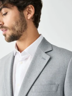 Grey Skinny Fit Textured Suit Jacket