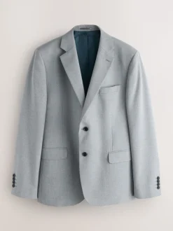 Grey Skinny Fit Textured Suit Jacket