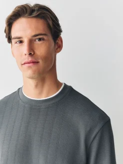 Grey Slate Long Sleeve Mock Crew Neck T-Shirt