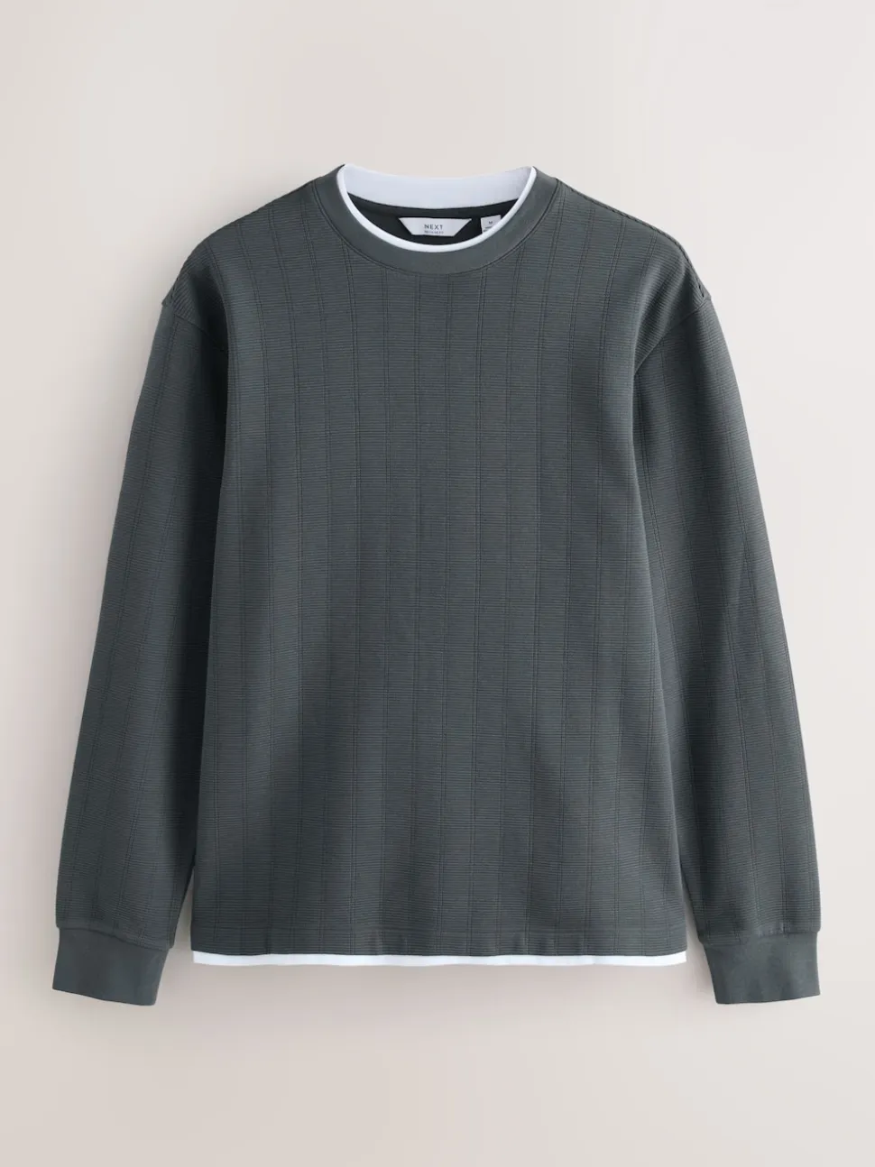 Grey Slate Long Sleeve Mock Crew Neck T-Shirt