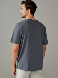 Grey Slate Regular Fit Essential Crew Neck Cotton T-Shirt