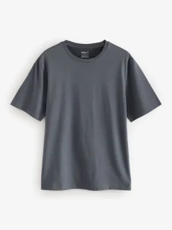 Grey Slate Regular Fit Essential Crew Neck Cotton T-Shirt