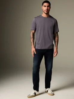 Grey Slate Slim Fit Essential Crew Neck Cotton T-Shirt