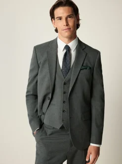 Grey Slim Fit Flannel Suit Jacket