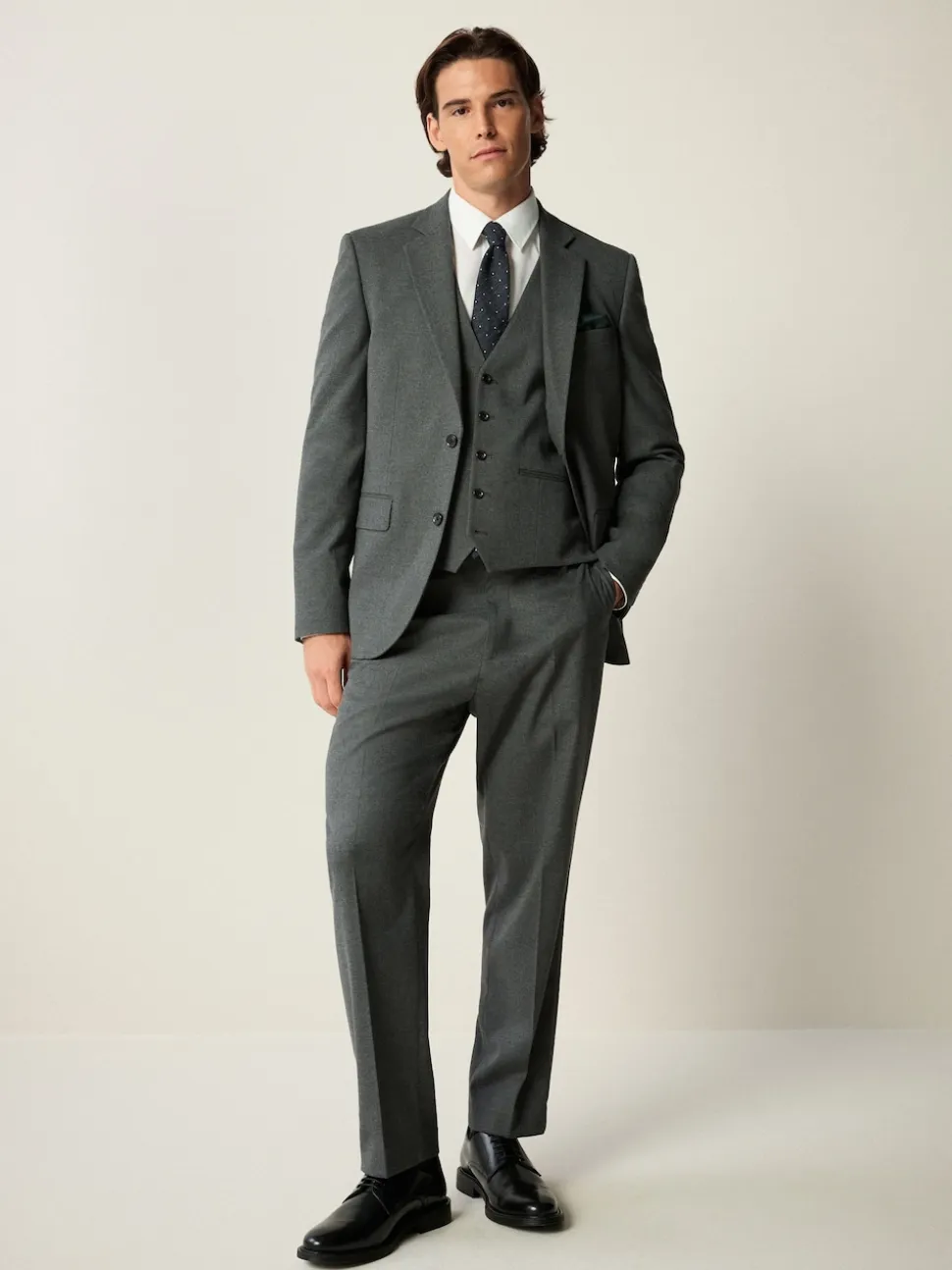 Grey Slim Fit Flannel Suit Jacket