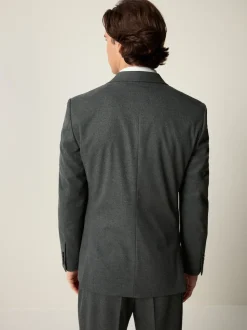 Grey Slim Fit Flannel Suit Jacket