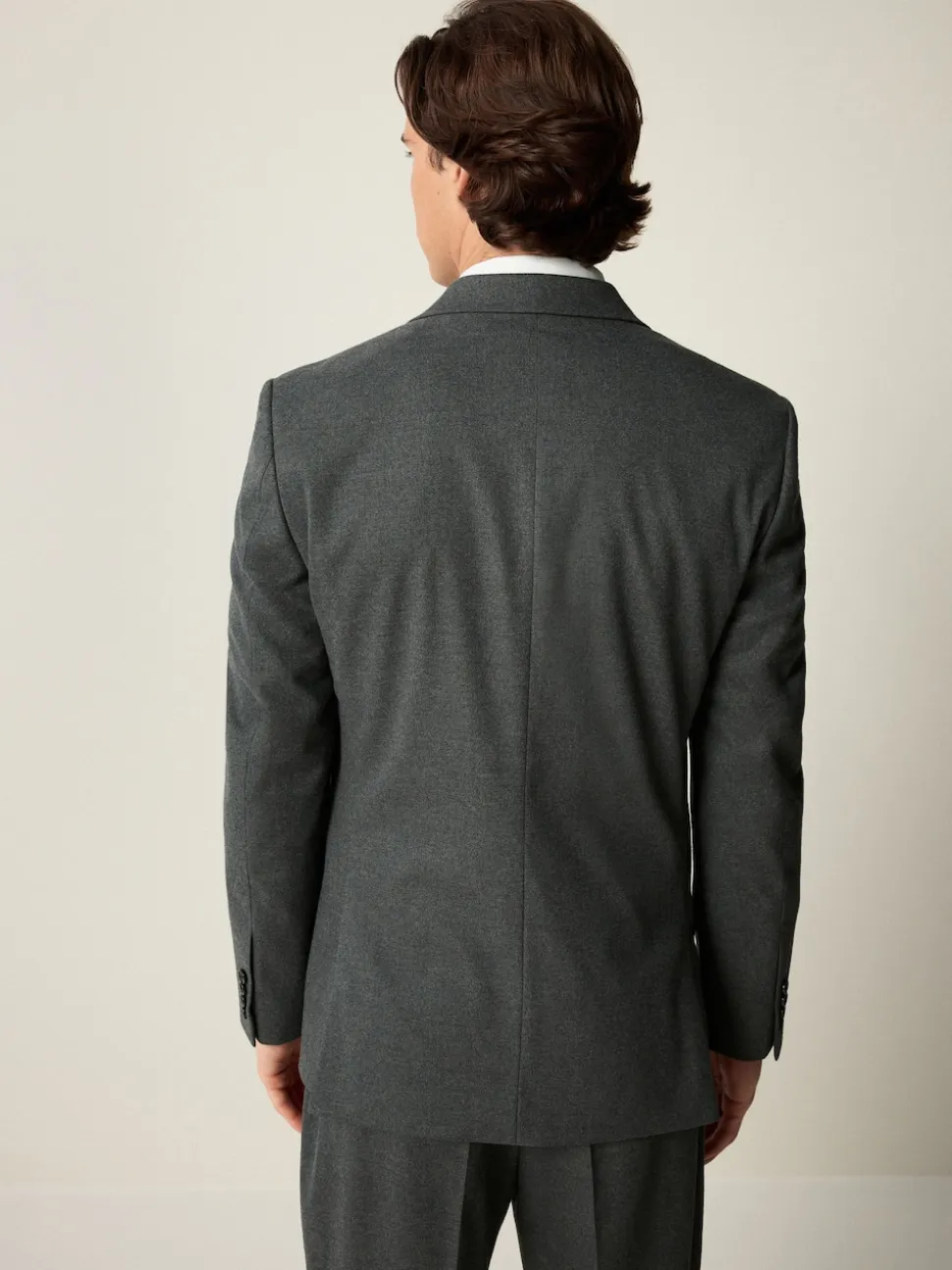 Grey Slim Fit Flannel Suit Jacket