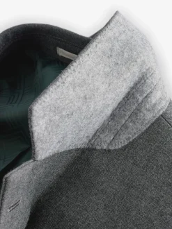 Grey Slim Fit Flannel Suit Jacket